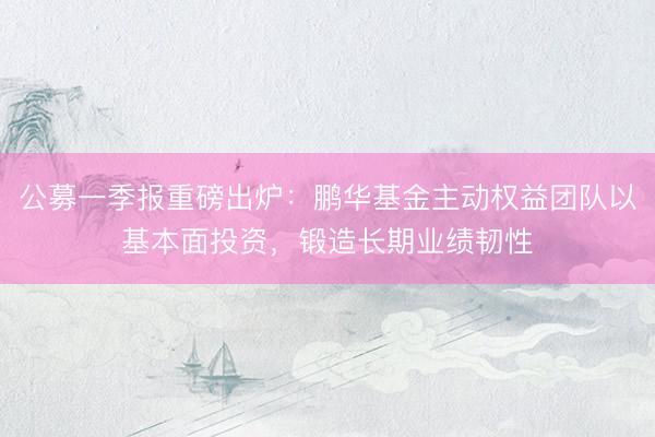 公募一季报重磅出炉：鹏华基金主动权益团队以基本面投资，锻造长期业绩韧性