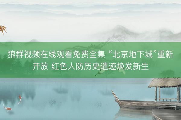 狼群视频在线观看免费全集 “北京地下城”重新开放 红色人防历史遗迹焕发新生