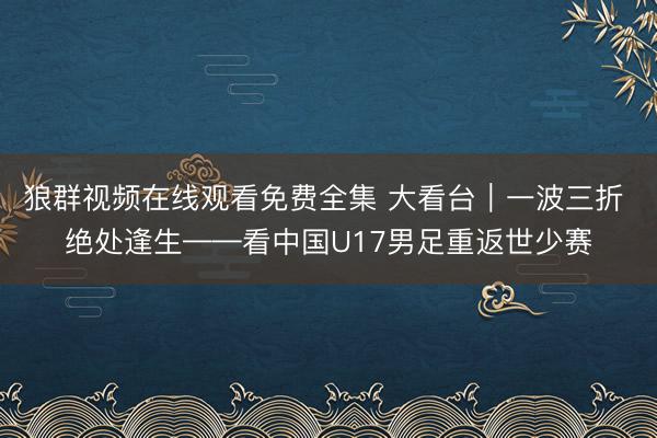 狼群视频在线观看免费全集 大看台｜一波三折 绝处逢生——看中国U17男足重返世少赛