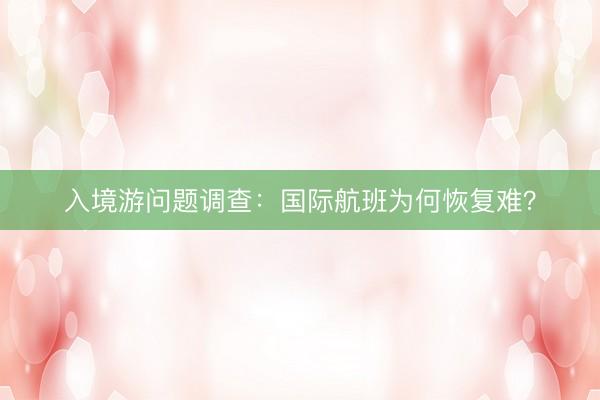 入境游问题调查：国际航班为何恢复难？