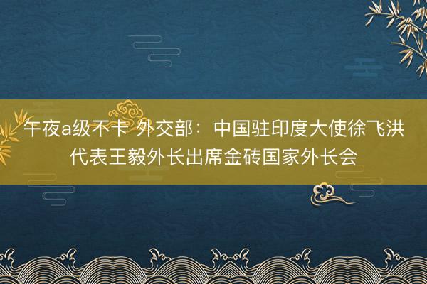午夜a级不卡 外交部：中国驻印度大使徐飞洪代表王毅外长出席金砖国家外长会