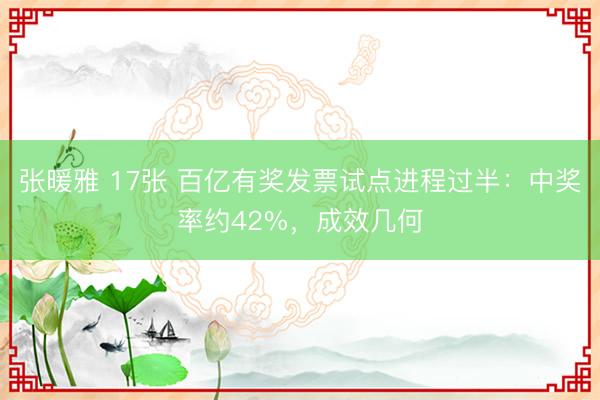 张暖雅 17张 百亿有奖发票试点进程过半：中奖率约42%，成效几何