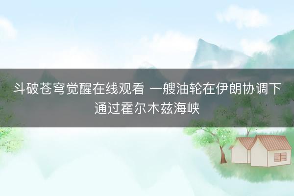 斗破苍穹觉醒在线观看 一艘油轮在伊朗协调下通过霍尔木兹海峡