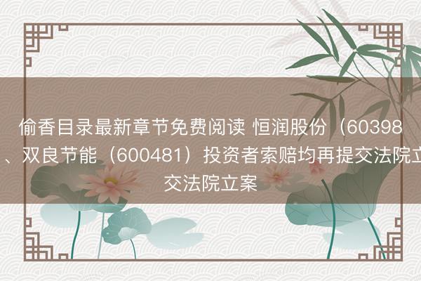 偷香目录最新章节免费阅读 恒润股份（603985）、双良节能（600481）投资者索赔均再提交法院立案