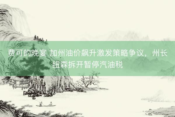 费可的晚宴 加州油价飙升激发策略争议，州长纽森拆开暂停汽油税