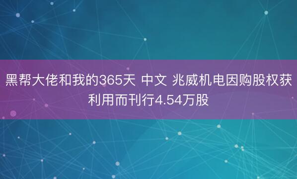 黑帮大佬和我的365天 中文 兆威机电因购股权获利用而刊行4.54万股