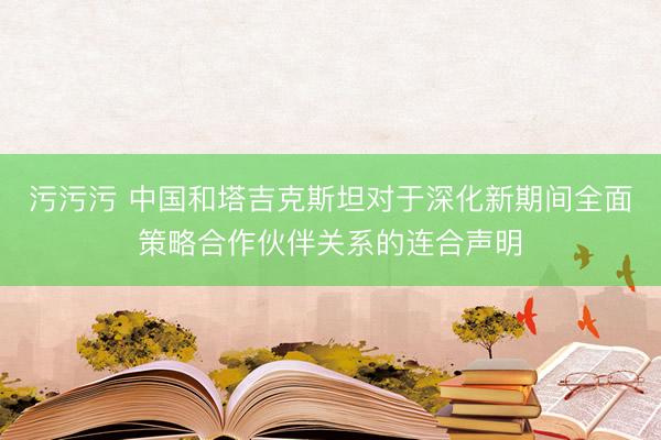 污污污 中国和塔吉克斯坦对于深化新期间全面策略合作伙伴关系的连合声明