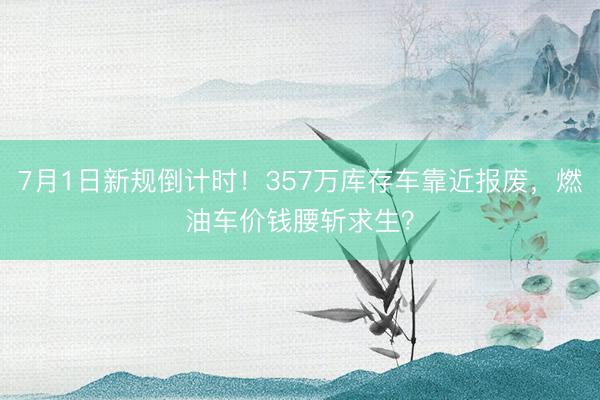 7月1日新规倒计时！357万库存车靠近报废，燃油车价钱腰斩求生？