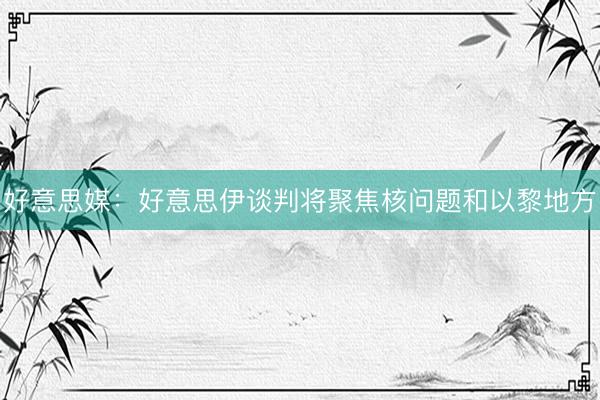 好意思媒：好意思伊谈判将聚焦核问题和以黎地方